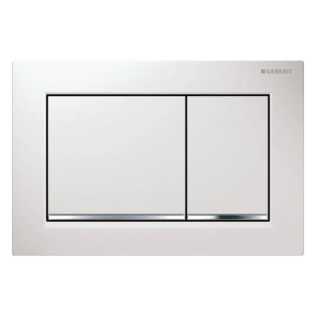 Geberit Omega 30 Square Flush Actuator Plate White Bright Chrome Square