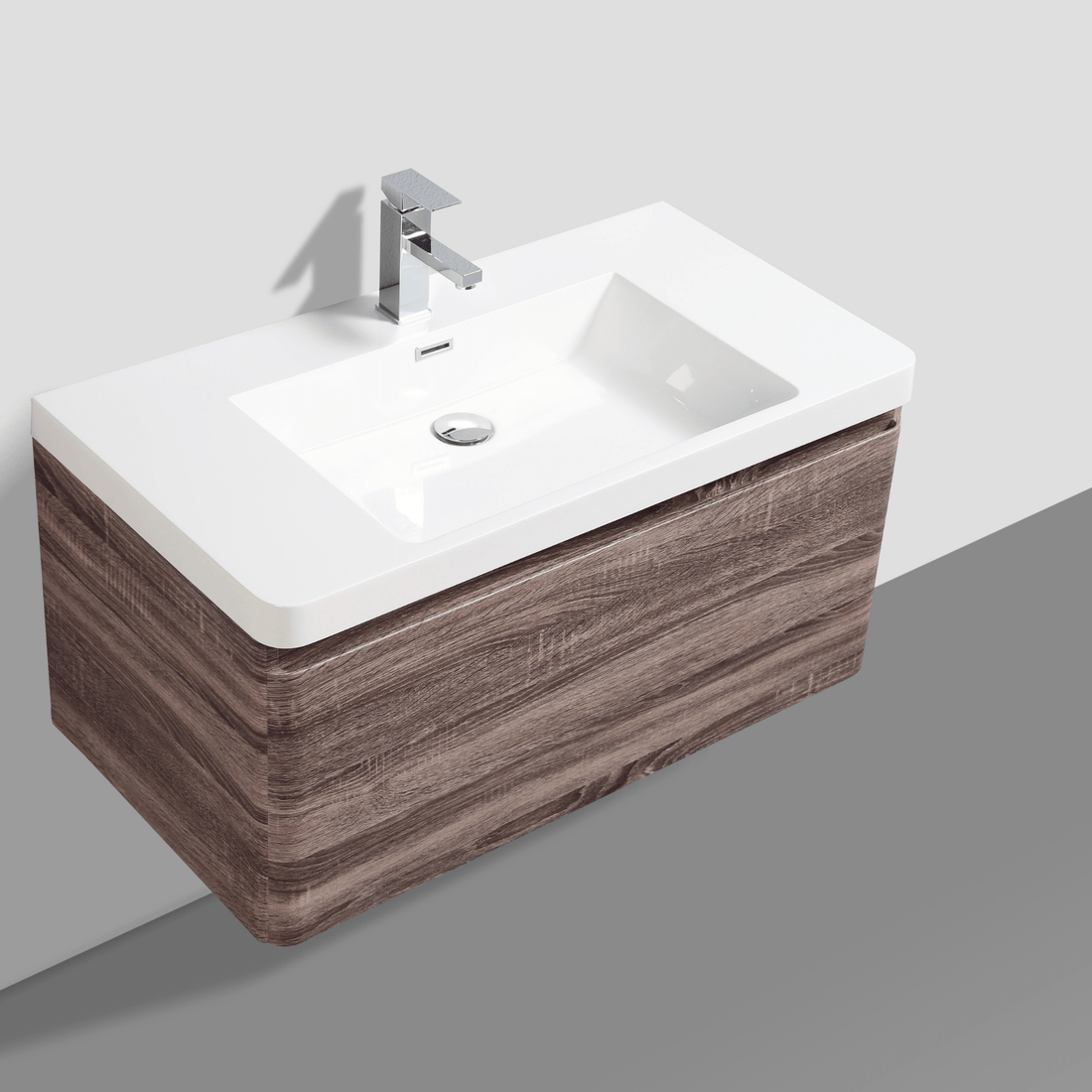 Clear Cube Milan 900 Sd Cabinet & Basin Silver Oak Side White