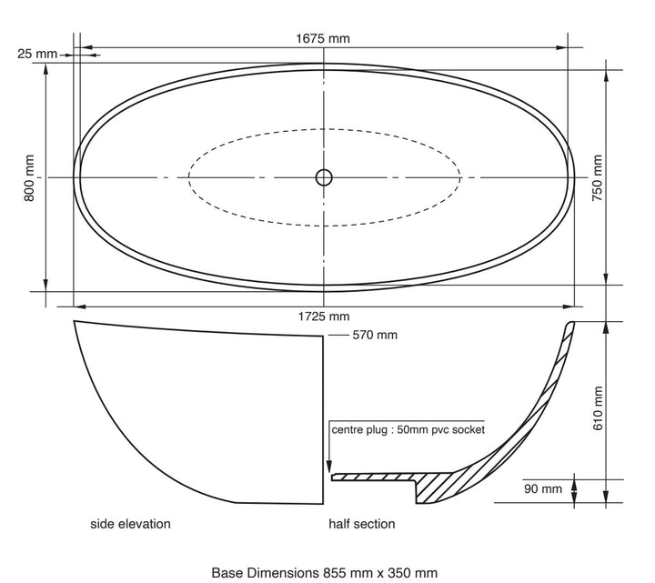 Dakota Bath Tub White 1725X800X610