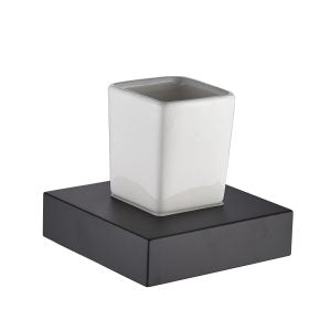 Sydney Black Tumbler Holder-Ceramic Sq Glass