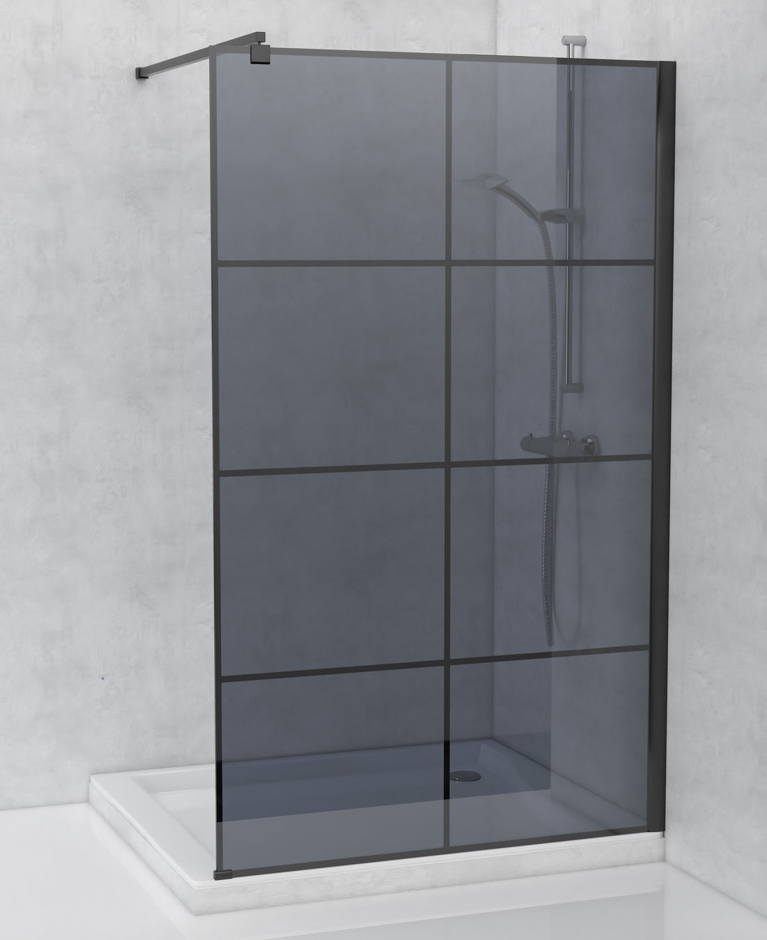 TAT Waterfall Shower Screen 1200 Smoke Glass