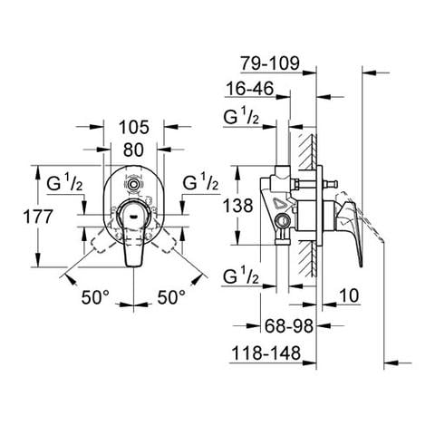 Grohe Bauflow Div.Concealed Mixer