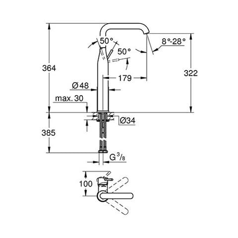 Grohe Essence High Basin Mixer New