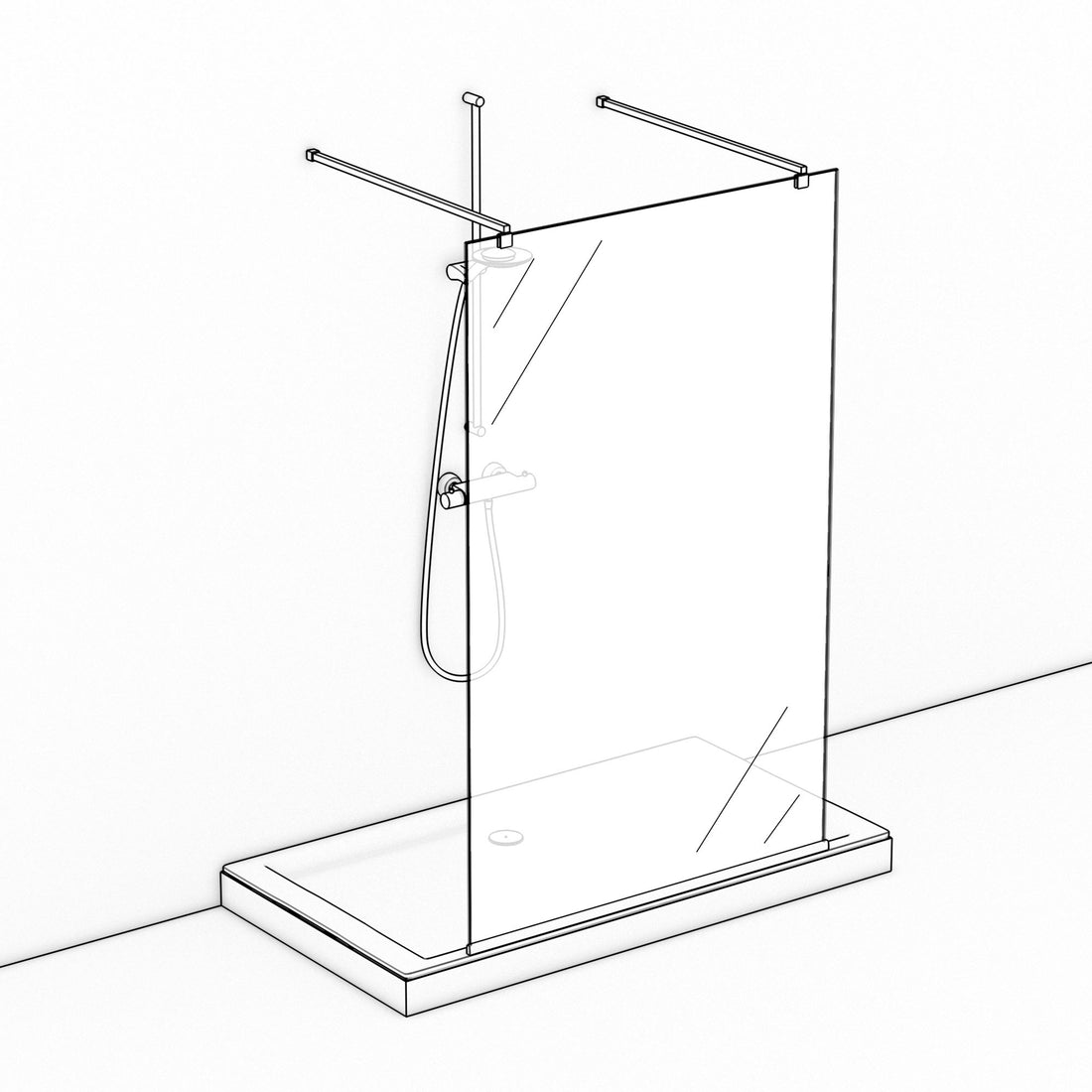 TAT Waterfall Shower Screen 1200 Free Standing