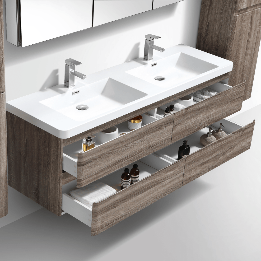 Clear Cube Milan 1500 4D Cabinet & Basin Grey Color Mix