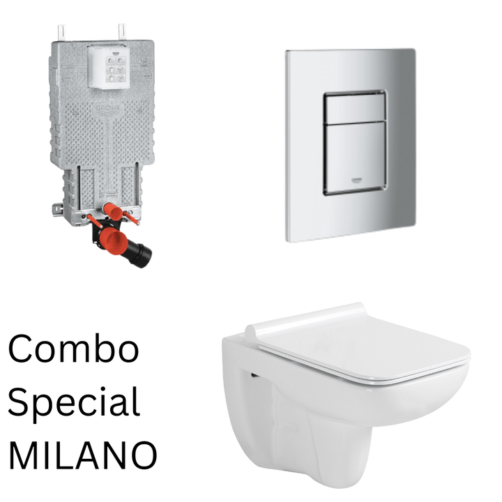 Wall Hung Toilet Set - Milano with Grohe Cistern & Flush Plate