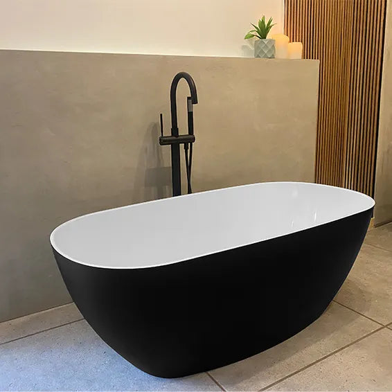 Amor Polished White / Midnight Quartz Freestanding Bathtub