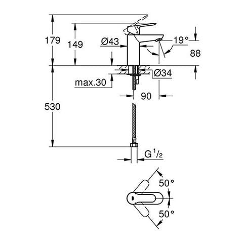 Grohe Bauedge Basin Mix Smooth Body