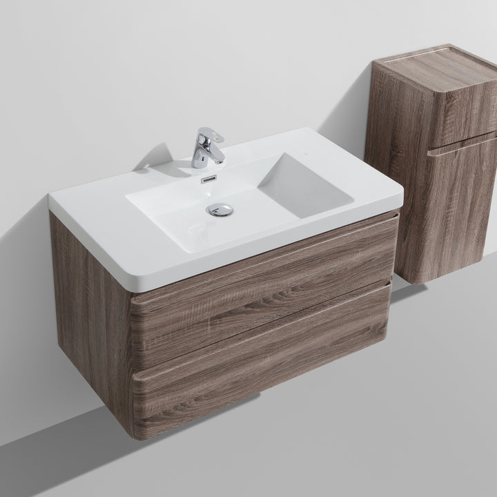 Clear Cube Milan 900 Dd Cab & Basin Oak-White Color Mix