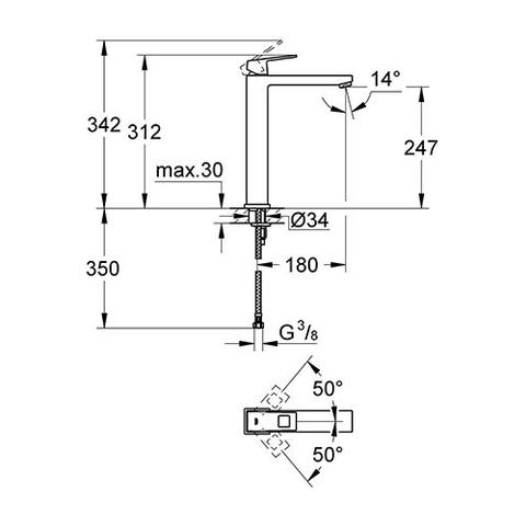 Grohe Eurocube High Basin Mixer Long Spout