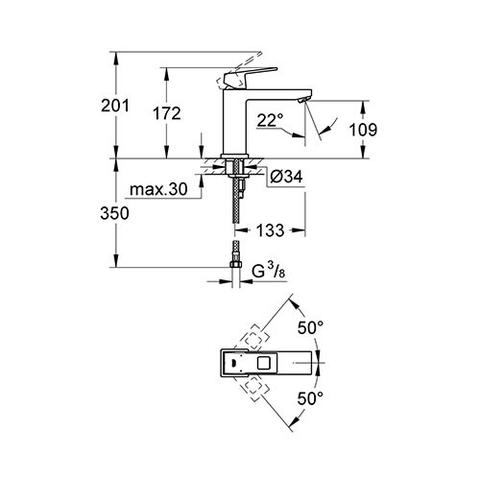 Grohe Eurocube Basin Mixer Medium Height Smooth Body