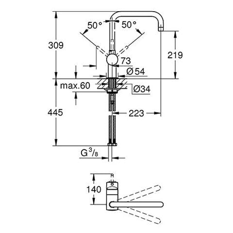 Grohe Minta Sink Mixer Square Spout Normal