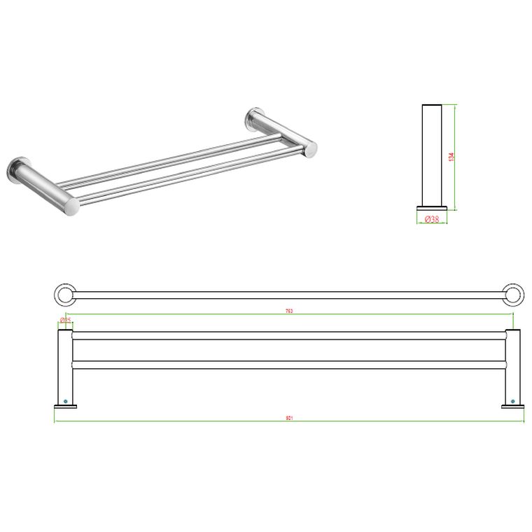 Demola Double Towel Rail Ch Promo