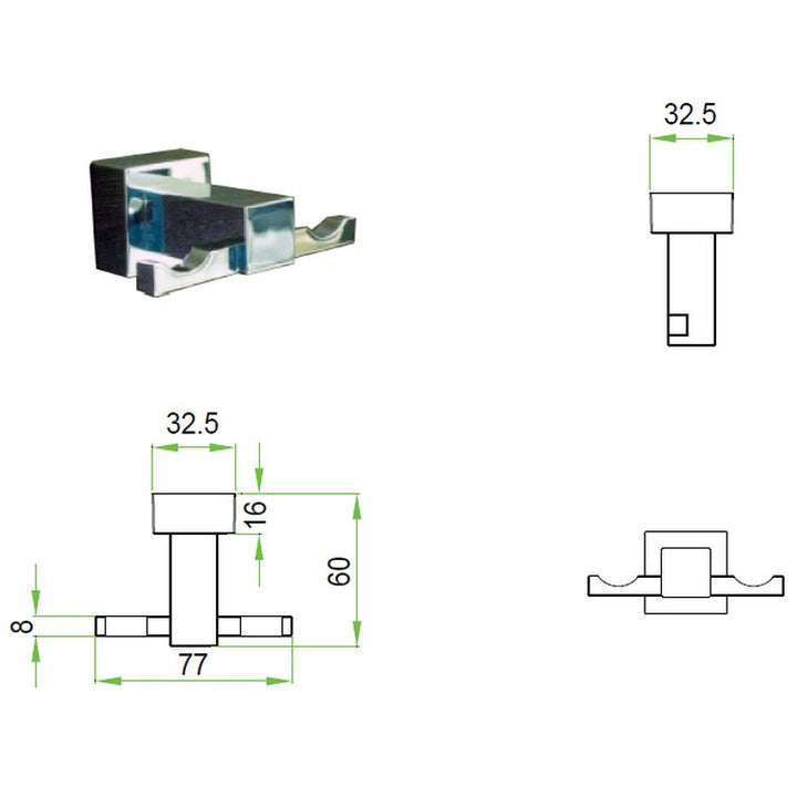 Malta Ch Double Robe Hook