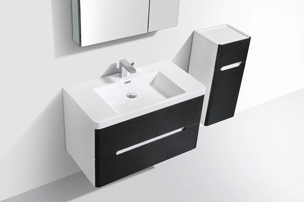 Clear Cube Venice 900 Dd Cabinet & Basin black Side White