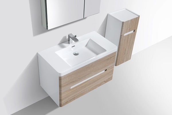 Clear Cube Venice 900 Dd Cabinet & Basin White-Oak Side White