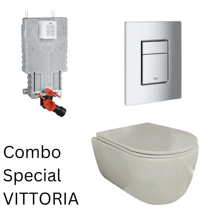 Wall Hung Toilet Set - Vittoria with Grohe Cistern & Flush Plate