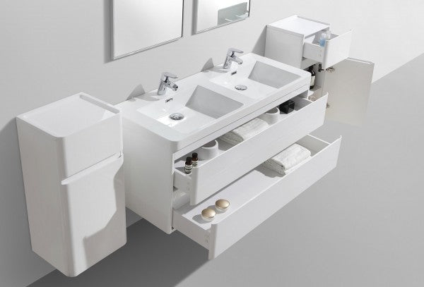 Clear Cube Milan 1200 Dd Cabinet & Basin White Full