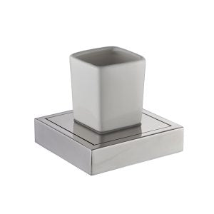Sydney Chrome Tumbler Holder-Ceramic Sq Glass